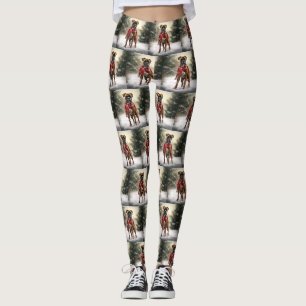 Boxer Dog in Snow Christmas Leggings