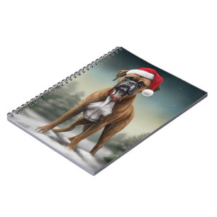 Boxer Dog in Snow Christmas  Notebook