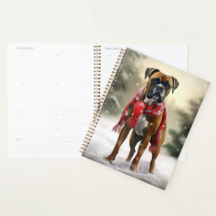 Boxer Dog in Snow Christmas Planner