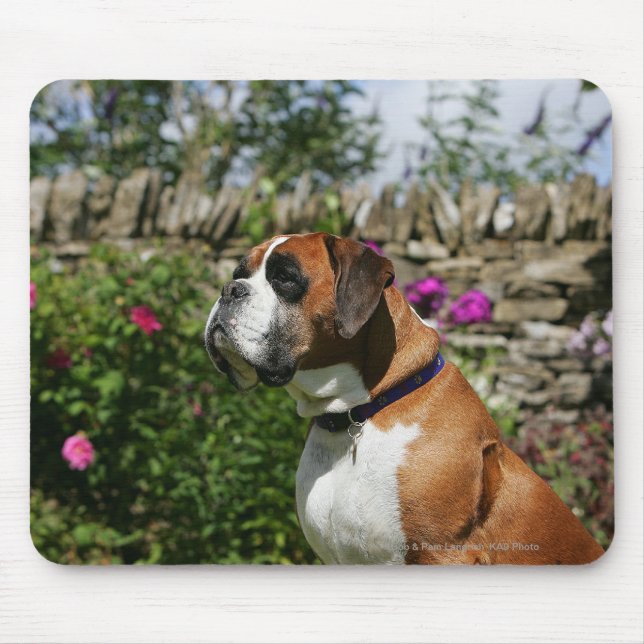 Boxer Dog in the Flowers Mouse Pad (Front)