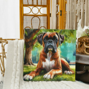 Boxer Dog in the Park – Watercolor Style Art Canvas Print