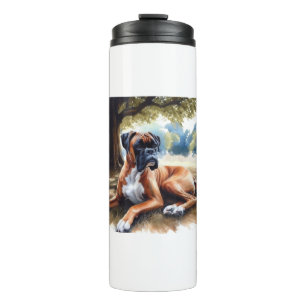 Boxer dog in the Shade Watercolor Art Thermal Tumbler
