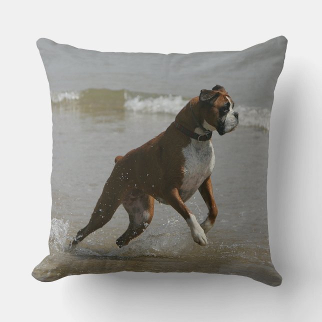 Boxer Dog in Water Throw Pillow (Front)
