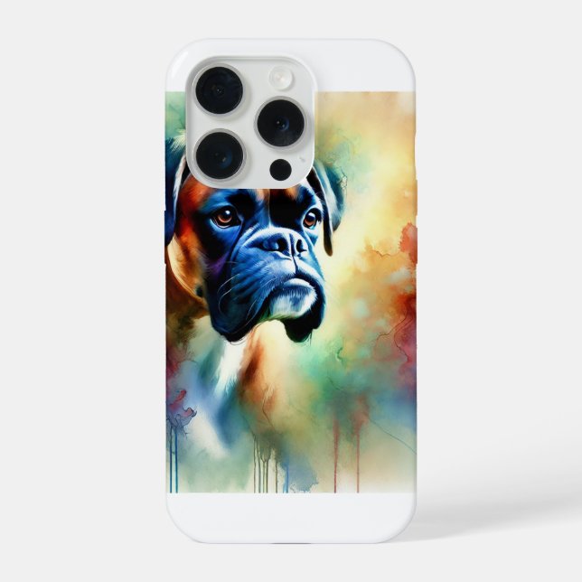 Boxer Dog in Watercolor 241024AREF117 - Watercolor iPhone Case (Back)