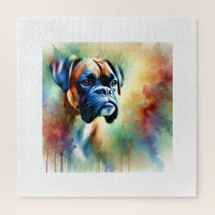 Boxer Dog in Watercolor 241024AREF117 - Watercolor Jigsaw Puzzle