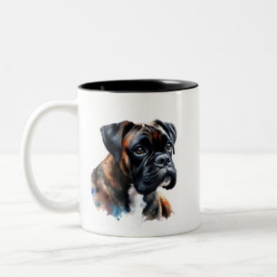 Boxer Dog in Watercolor Two-Tone Coffee Mug
