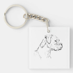 Boxer Dog Ink Art – Minimalist Dog Line Drawing Keychain