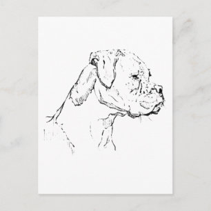 Boxer Dog Ink Art – Minimalist Dog Line Drawing Postcard