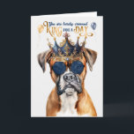 Boxer Dog King for a Day Funny Birthday Card<br><div class="desc">Rich navy blue hues pair with golden tones on a Boxer dog gives this funny birthday card a sense of nobility.</div>