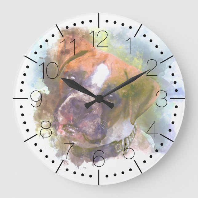 Boxer Dog Large Clock (Front)