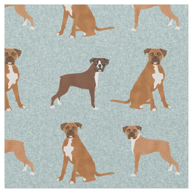 boxer dog light blue fabric (Close Up)