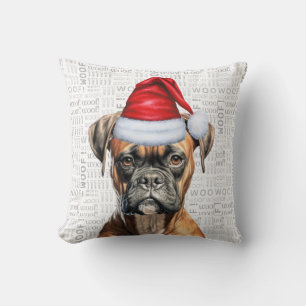 Boxer Dog Lover Christmas Holiday Throw Pillow
