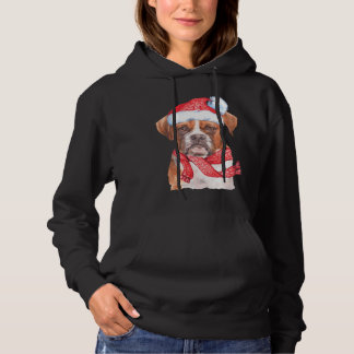 boxer dog lover santa hat red hoodie