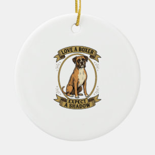 Boxer Dog Lover Shirt Vintage Engraving Funny Pet Ceramic Ornament
