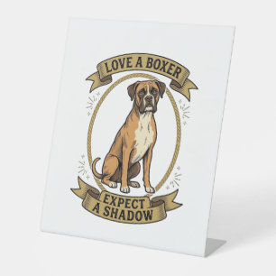Boxer Dog Lover Shirt Vintage Engraving Funny Pet Pedestal Sign