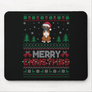 Boxer Dog Lovers Santa Hat Christmas Tree Lights Mouse Pad