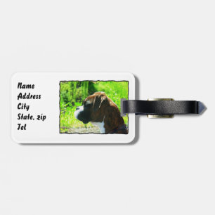 Boxer dog luggage tag