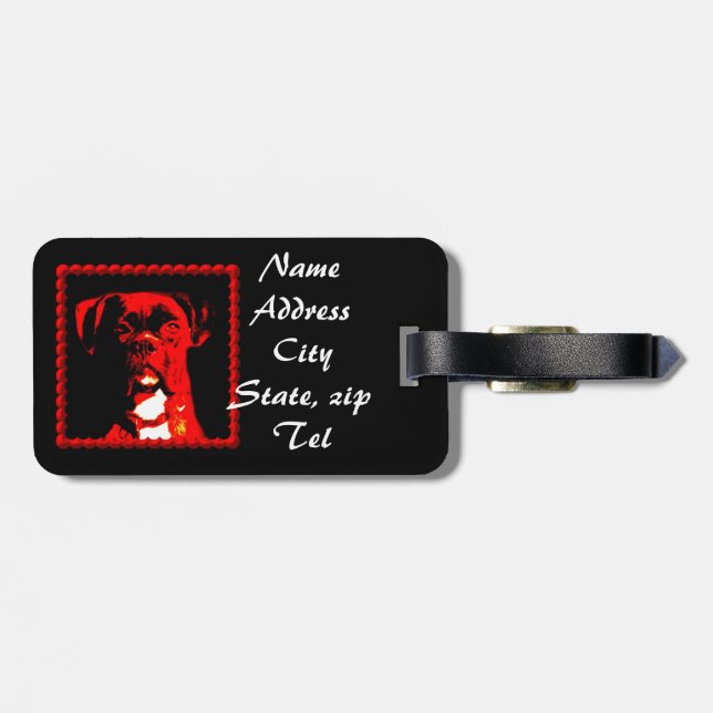 Boxer dog luggage tag (Back Horizontal)