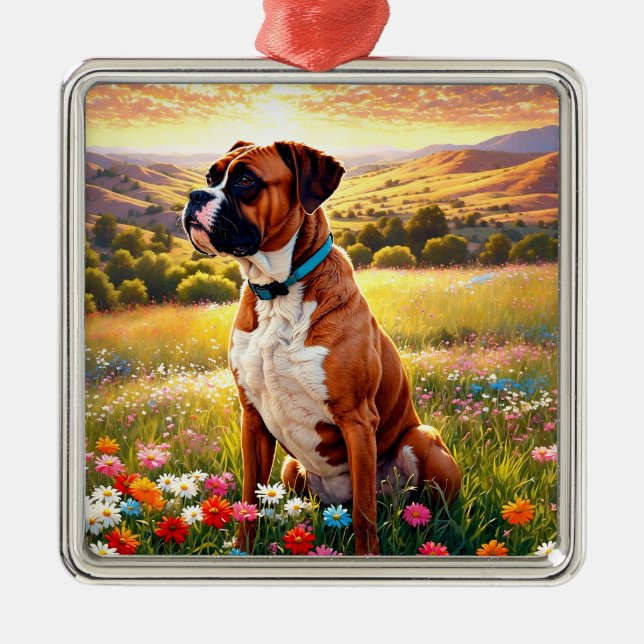 Boxer dog metal ornament (Front)