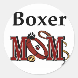 Boxer Dog MOM Classic Round Sticker