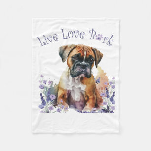 Boxer Dog Mom Floral Fleece Blanket