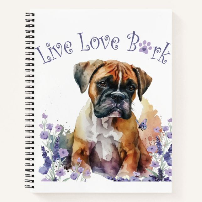 Boxer Dog Mom Floral Notebook (Front)