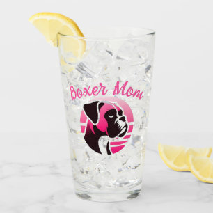 Boxer Dog Mom in Pink Glass