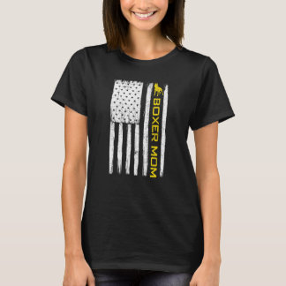 Boxer Dog Mom Vintage Patriotic With American Flag T-Shirt