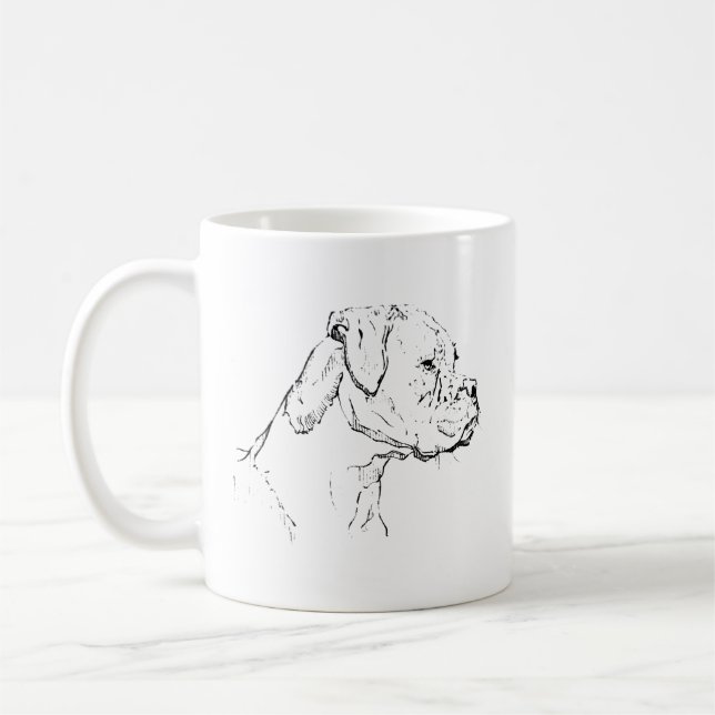 Boxer Dog Mug – Hand Drawn Ink Dog Coffee Mug (Left)