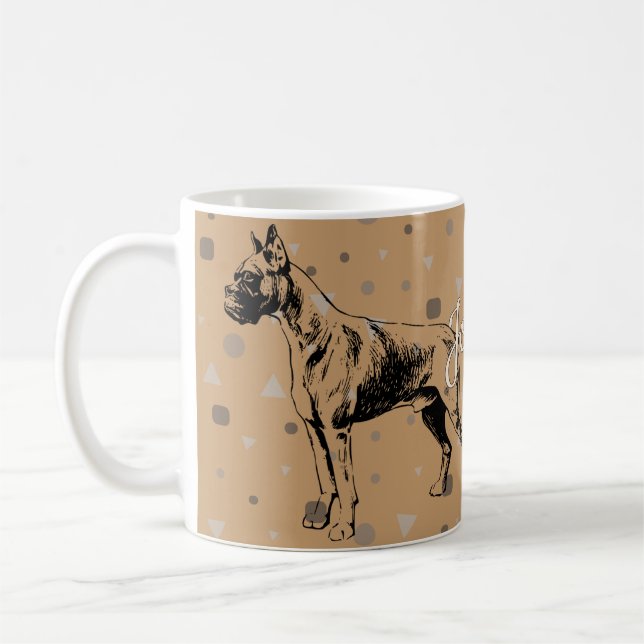 Boxer Dog Mug – Modern Geometric Boxer Illustratio (Left)