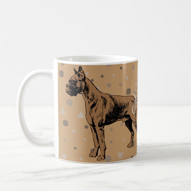 Boxer Dog Mug – Modern Geometric Boxer Illustratio (Left)