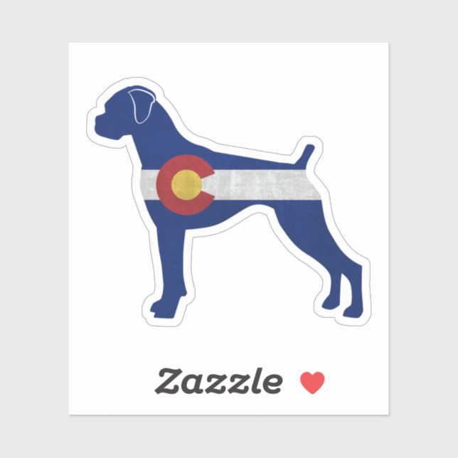 Boxer Dog Natural Ears Colorado Flag Silhouette (Sheet)