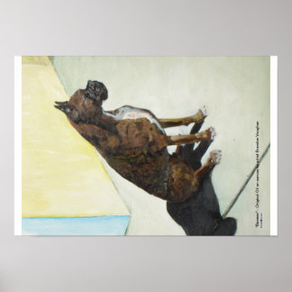 boxer dog oil painting poster