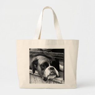 Boxer Dog On Windowsill jtcnm Large Tote Bag
