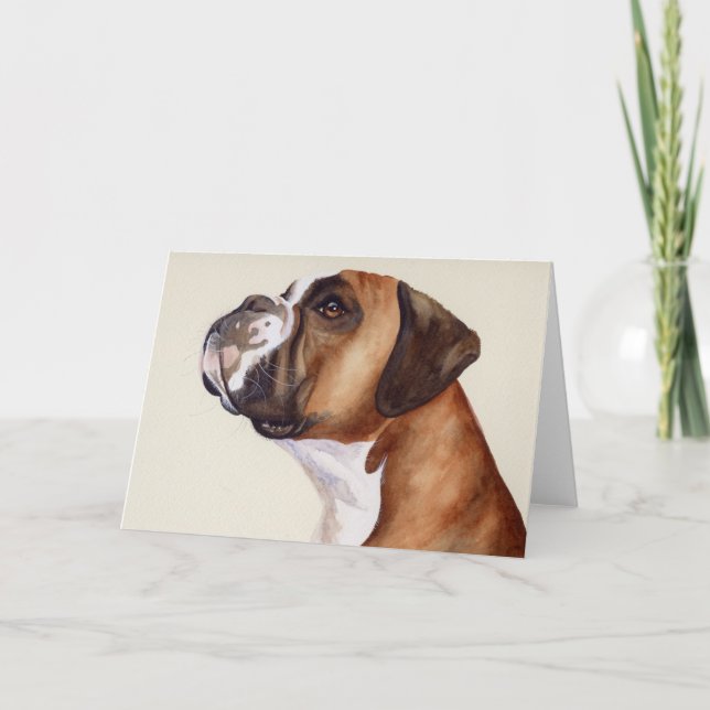 Boxer Dog Painted in Watercolour Holiday Card (Front)