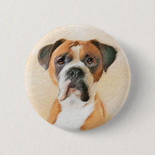 Boxer Dog Painting Uncropped Original Animal Art 2 Inch Round Button