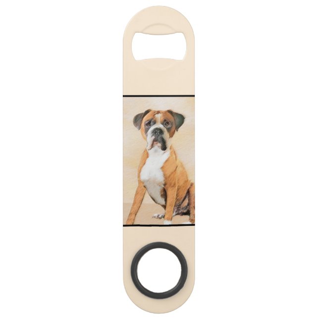 Boxer Dog Painting Uncropped Original Animal Art Bar Key (Front)