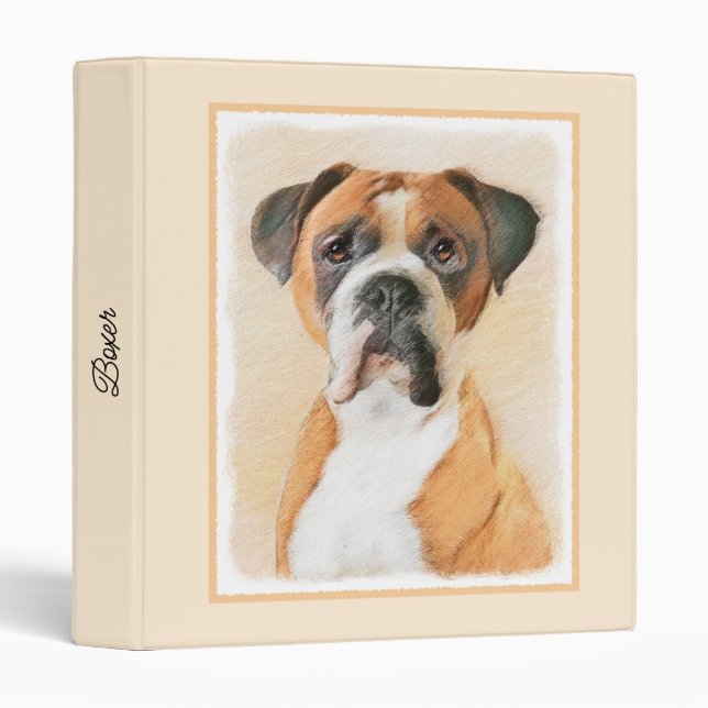 Boxer Dog Painting Uncropped Original Animal Art Binder (Front/Spine)