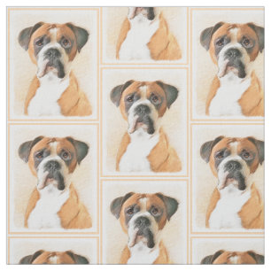 Boxer Dog Painting Uncropped Original Animal Art Fabric