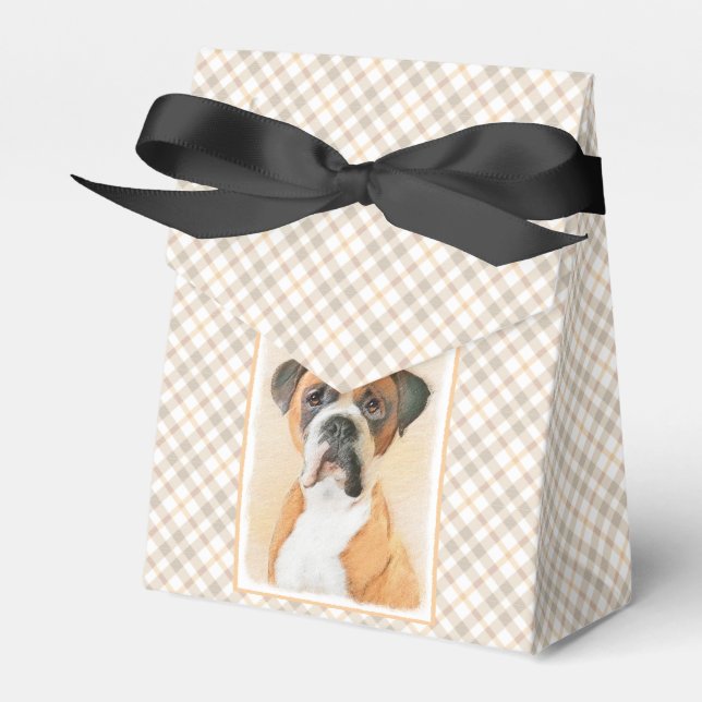 Boxer Dog Painting Uncropped Original Animal Art Favor Box (Front Side)