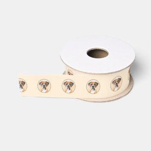 Boxer Dog Painting Uncropped Original Animal Art Grosgrain Ribbon