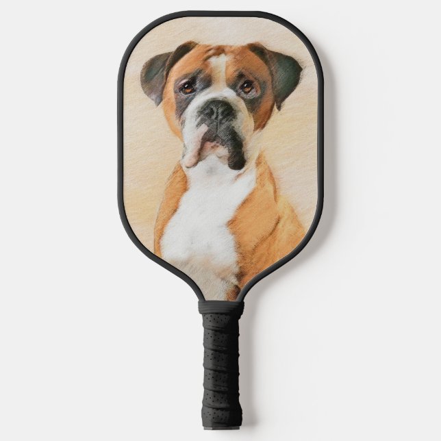 Boxer Dog Painting Uncropped Original Animal Art Pickleball Paddle (Front)