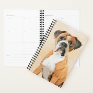 Boxer Dog Painting Uncropped Original Animal Art Planner