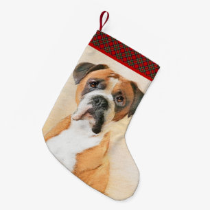 Boxer Dog Painting Uncropped Original Animal Art Small Christmas Stocking