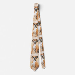 Boxer Dog Painting Uncropped Original Animal Art Tie