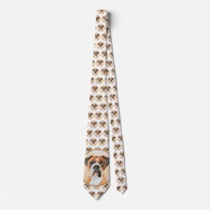 Boxer Dog Painting Uncropped Original Animal Art Tie