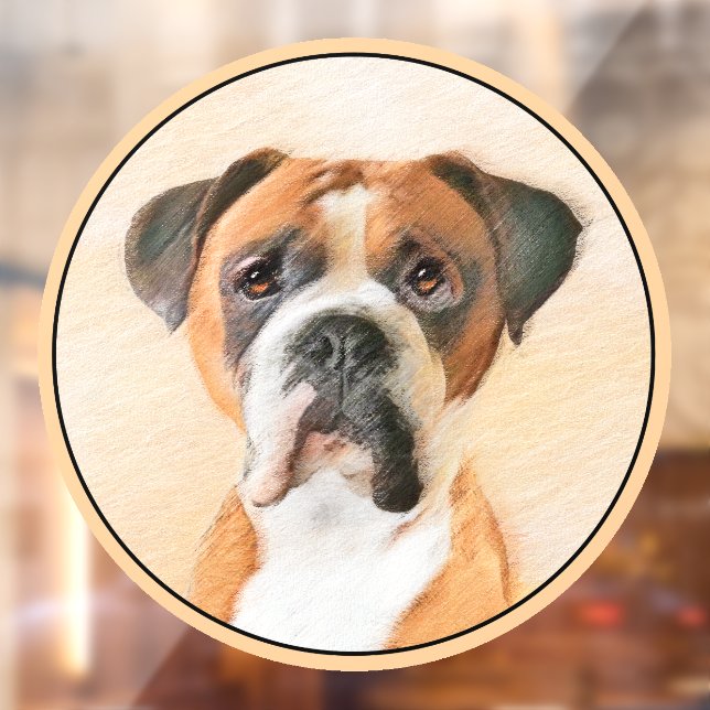 Boxer Dog Painting Uncropped Original Animal Art Window Cling (Sheet 2)