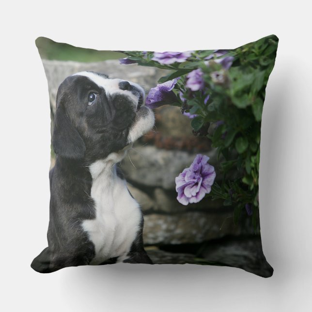 Boxer Dog Panting Throw Pillow (Front)