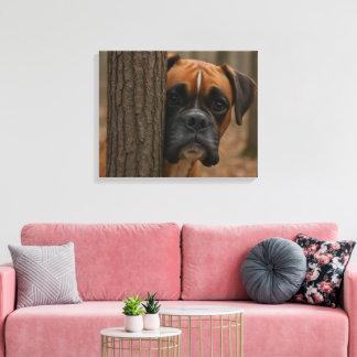 Boxer Dog Peek a Boo Canvas Print