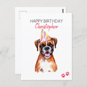 Boxer Dog Personalized Happy Birthday Postcard